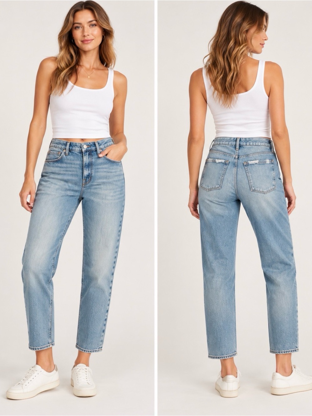 Good American Light Blue Straight Leg Jeans